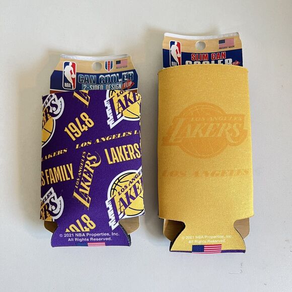New with Tags - NBA Los Angeles Lakers Can And Bottle Koozie Lot of 2 - Picture 1 of 3